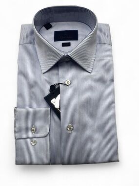 NWT David Donahue blue striped dress shirt Size 15.5 34/35
